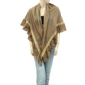 Ewa I Walla Mirror Embroidered Ruffle Wrap Triangle Scarf Printed Shawl M